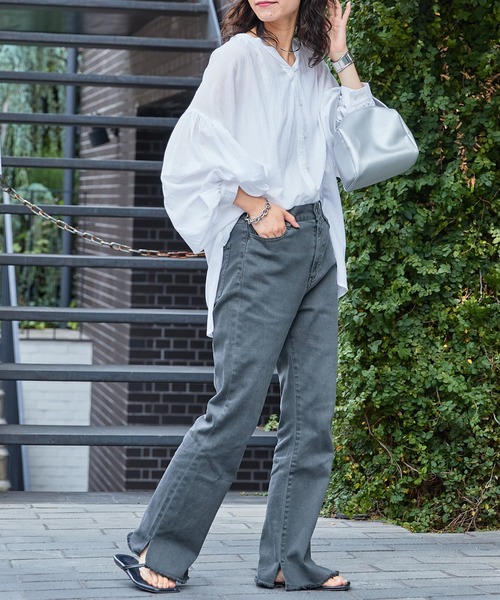 CIAOPANIC TYPY（チャオパニックティピー）の「▽サンドウォッシュボリュームスリーブカラーシャツ（シャツ/ブラウス・レディース・ホワイト/ブラック/グリーン/ピンク/イエロー・ONE SIZE）」の15枚目の写真