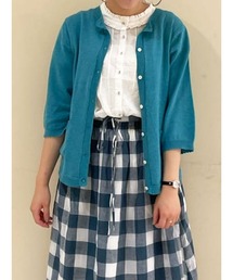 【オーガニックコットン／UV加工】刺繍入りカーディガン