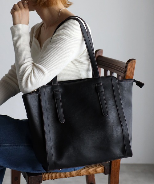 GUSCIO(グッシオ)の「【グッシオベーシック】デザインハンドルスクエアトートバッグ(トートバッグ・レディース・ブラック/グリーン/グレイッシュベージュ/シャーベット・FREE)」の18枚目の写真