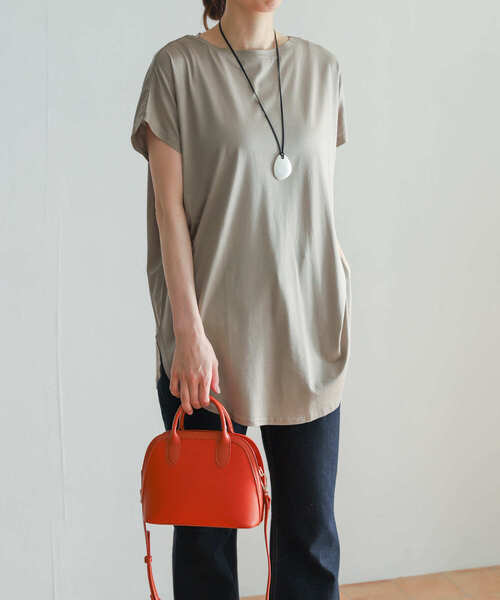 URBAN RESEARCH DOORS（アーバンリサーチドアーズ）の「コットンリヨセルチュニックプルオーバー（Tシャツ/カットソー・レディース・ベージュ/ネイビー/ブラウン系その他・MEDIUM）」の10枚目の写真