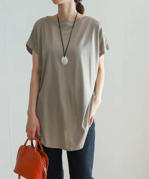 URBAN RESEARCH DOORS（アーバンリサーチドアーズ）の「コットンリヨセルチュニックプルオーバー（Tシャツ/カットソー・レディース・ベージュ/ネイビー/ブラウン系その他・MEDIUM）」の12枚目の写真