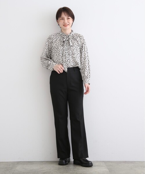INDIVI(インディヴィ)の「◆【洗える/2WAY/日本製/レオパード】ボウタイ スタンドカラーブラウス(シャツ/ブラウス・レディース・アイボリー/ベージュ系その他3/ライトイエロー系4・38/13/05/15 )」の7枚目の写真