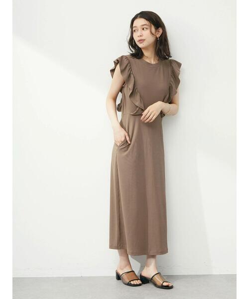 Sugar spoon（シュガースプーン）の「・SUGAR SPOON ラッフルワンピ（ワンピース・レディース・ブラック/モカ・FREE）」の4枚目の写真