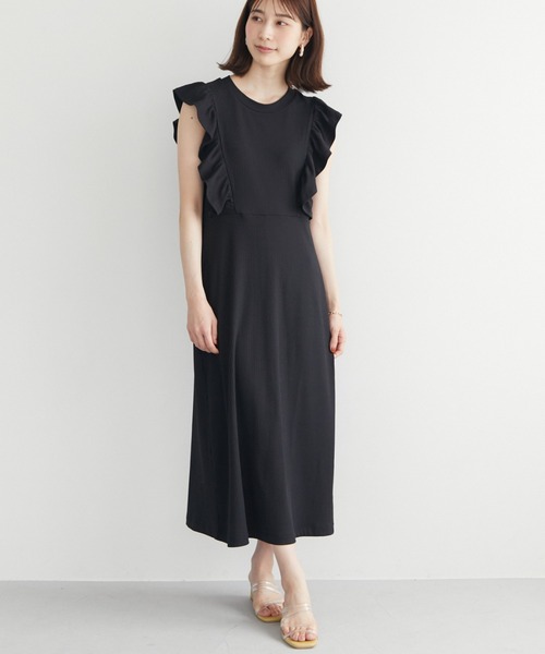 Sugar spoon（シュガースプーン）の「・SUGAR SPOON ラッフルワンピ（ワンピース・レディース・ブラック/モカ・FREE）」の2枚目の写真