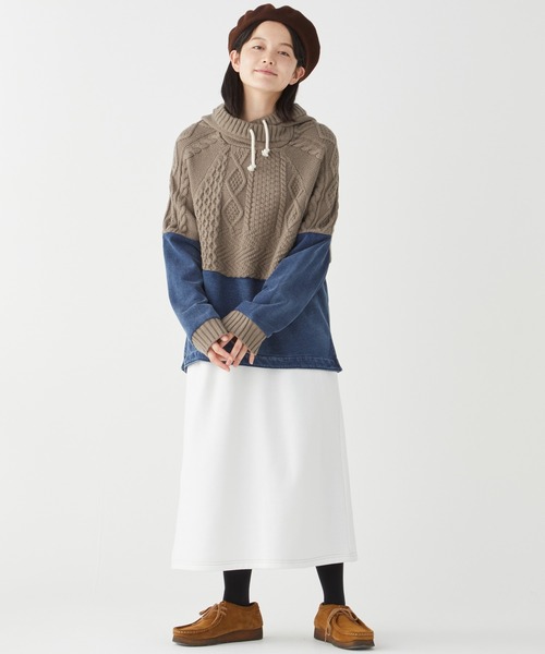 KRIFF MAYER Lady's Collection（クリフメイヤーレディースコレクション）の「デニムドッキングニット（ニット/セーター・レディース・ワインレッド/ベージュ/チャコール/ネイビー・MEDIUM/LARGE）」の6枚目の写真