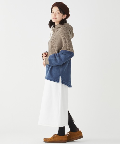 KRIFF MAYER Lady's Collection（クリフメイヤーレディースコレクション）の「デニムドッキングニット（ニット/セーター・レディース・ワインレッド/ベージュ/チャコール/ネイビー・MEDIUM/LARGE）」の7枚目の写真