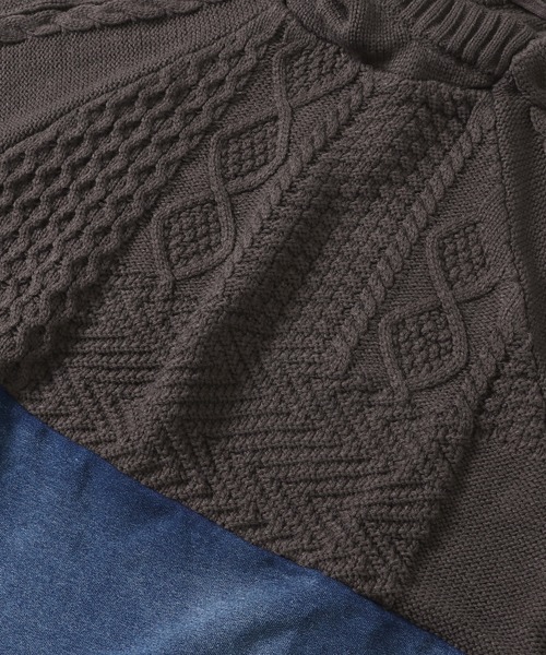 KRIFF MAYER Lady's Collection（クリフメイヤーレディースコレクション）の「デニムドッキングニット（ニット/セーター・レディース・ワインレッド/ベージュ/チャコール/ネイビー・MEDIUM/LARGE）」の15枚目の写真