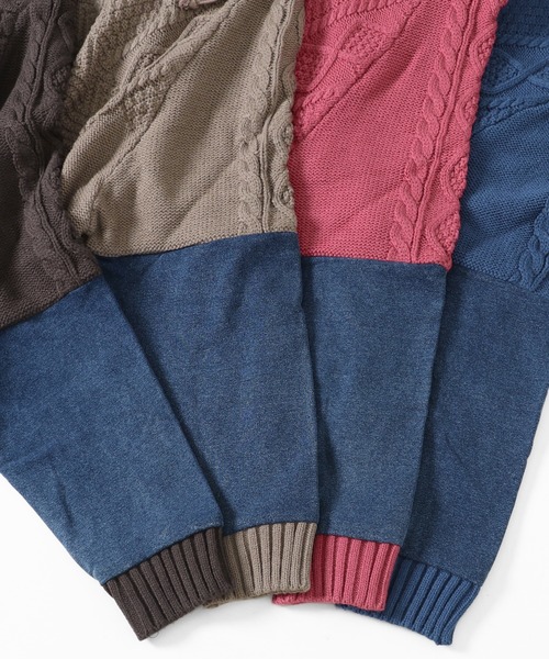 KRIFF MAYER Lady's Collection（クリフメイヤーレディースコレクション）の「デニムドッキングニット（ニット/セーター・レディース・ワインレッド/ベージュ/チャコール/ネイビー・MEDIUM/LARGE）」の20枚目の写真