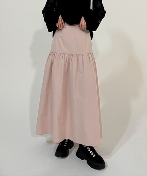 EPIMI E'PIMMY（エピミエピミー）の「タイプライターギャザースカート（スカート・レディース・ブラック/ベージュ/オフホワイト/ピンク・MEDIUM）」の4枚目の写真