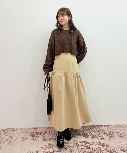 EPIMI E'PIMMY（エピミエピミー）の「タイプライターギャザースカート（スカート・レディース・ブラック/ベージュ/オフホワイト/ピンク・MEDIUM）」の8枚目の写真