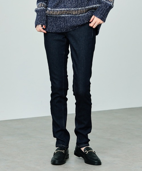 SOMETHING（サムシング）の「SOMETHING BODYFIRE 裏起毛スキニーデニムパンツ【暖】冬用あったかパンツ（デニムパンツ・レディース・インディゴブルー/ダークインディゴブルー/ブラック系その他/ブラック・26/27/28/29/25）」の9枚目の写真