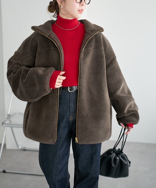 新色追加!/リバイバル】キレイメボアスタンドブルゾン（ブルゾン