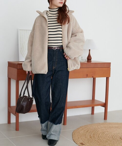 新色追加!/リバイバル】キレイメボアスタンドブルゾン（ブルゾン