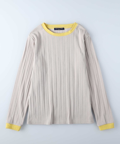 HONEYSUCKLE ROSE（ハニーサックルローズ）の「【HONEYSUCKLE ROSE】リブ配色ロンＴ（Tシャツ/カットソー・レディース・ホワイト/ブラック/グレー・M/L）」の3枚目の写真