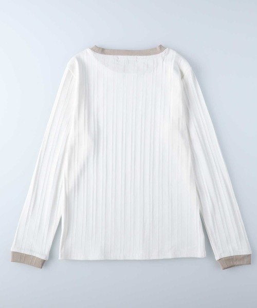 HONEYSUCKLE ROSE（ハニーサックルローズ）の「【HONEYSUCKLE ROSE】リブ配色ロンＴ（Tシャツ/カットソー・レディース・ホワイト/ブラック/グレー・M/L）」の4枚目の写真