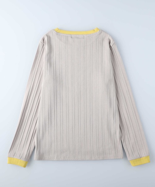 HONEYSUCKLE ROSE（ハニーサックルローズ）の「【HONEYSUCKLE ROSE】リブ配色ロンＴ（Tシャツ/カットソー・レディース・ホワイト/ブラック/グレー・M/L）」の5枚目の写真