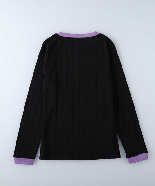 HONEYSUCKLE ROSE（ハニーサックルローズ）の「【HONEYSUCKLE ROSE】リブ配色ロンＴ（Tシャツ/カットソー・レディース・ホワイト/ブラック/グレー・M/L）」の9枚目の写真