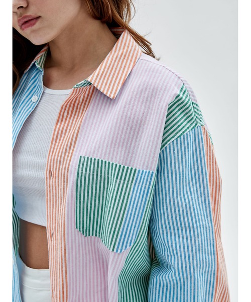 Guess（ゲス）の「GUESS Originals Multi Stripe Shirt（シャツ/ブラウス・レディース・マルチ・MEDIUM/X-SMALL/SMALL）」の5枚目の写真