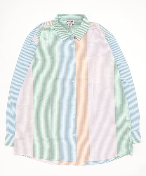 Guess（ゲス）の「GUESS Originals Multi Stripe Shirt（シャツ/ブラウス・レディース・マルチ・MEDIUM/X-SMALL/SMALL）」の6枚目の写真