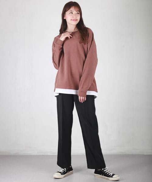 WESTSEA(ウエストシー)の「スウェードタッチ フェイクレイヤード スウェットシャツ(スウェット・メンズ・グリーン/ダークブルー/ブラウン/ブラック・L/M)」の11枚目の写真