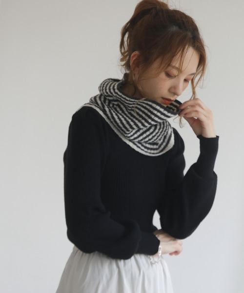 frames RAY CASSIN（フレームスレイカズン）の「WEB限定 リブネックウォーマー アームウォーマー別売り（ネックウォーマー/スヌード・レディース・ターコイズブルー/オートミール/キャメル/スミクロ/イエロー×グリーン/ブラック系・FREE）」の12枚目の写真