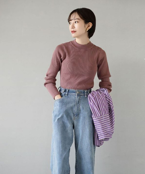 Brunello Cucinelli コットンリブニット ハイネックセーター Brunello Cucinelli コットンリブニット ハイネックセーター