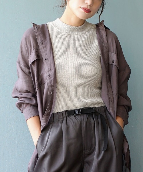 zootie（ズーティー）の「コットンリブニット［ハイネック］（ニット/セーター・レディース・アイボリー/ミント/モカ/杢グレー/チャコール/グレー/キャメル/ブラック・M/L）」の4枚目の写真