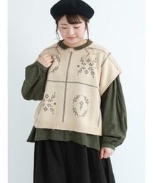 Samansa Mos2 | ウール混モチーフ刺繍ベスト(ベスト)