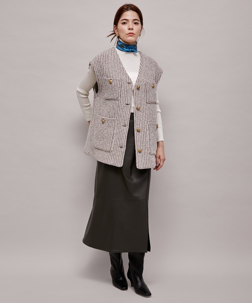 ROPE'（ロペ）の「ウールシルクリブタートルネックニットソー（ニット/セーター・レディース・ブラック/チャコールグレー/キナリ/ネイビー/レッド・M）」の6枚目の写真