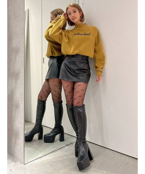 GYDA(ジェイダ)の「GYDAロゴパターンタイツ(タイツ/ストッキング・レディース・ブラック・SMALL)」の4枚目の写真