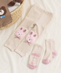 クマ・うさぎお膝モチーフセパレートベビースパッツ