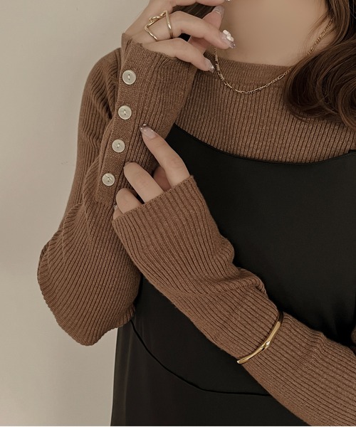 apres jour clair(アプレジュールクレア)の「【apres jour clair】クルーネックリブニット【ZOZOTOWN限定アイテム】(ニット/セーター・レディース・アイボリー/ブラウン系その他/ネイビー・X-LARGE/フリー)」の3枚目の写真