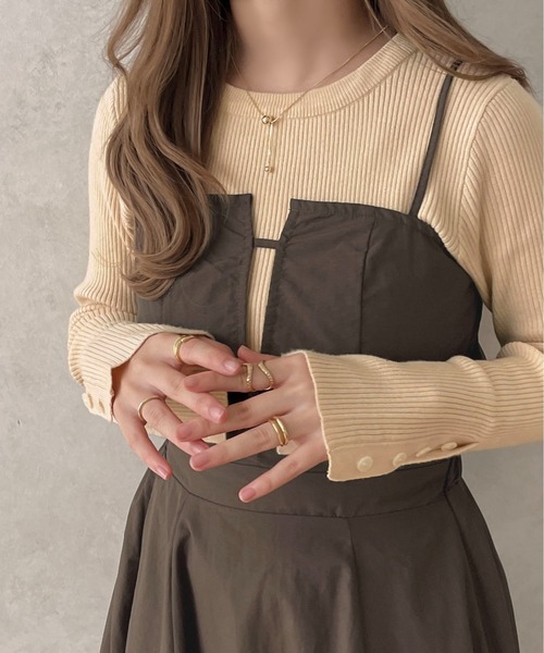 apres jour clair(アプレジュールクレア)の「【apres jour clair】クルーネックリブニット【ZOZOTOWN限定アイテム】(ニット/セーター・レディース・アイボリー/ブラウン系その他/ネイビー・X-LARGE/フリー)」の4枚目の写真