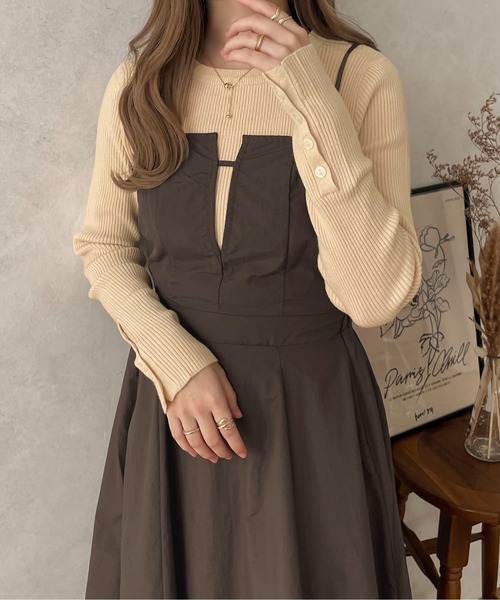 apres jour clair(アプレジュールクレア)の「【apres jour clair】クルーネックリブニット【ZOZOTOWN限定アイテム】(ニット/セーター・レディース・アイボリー/ブラウン系その他/ネイビー・X-LARGE/フリー)」の6枚目の写真