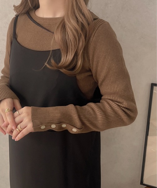 apres jour clair(アプレジュールクレア)の「【apres jour clair】クルーネックリブニット【ZOZOTOWN限定アイテム】(ニット/セーター・レディース・アイボリー/ブラウン系その他/ネイビー・X-LARGE/フリー)」の8枚目の写真