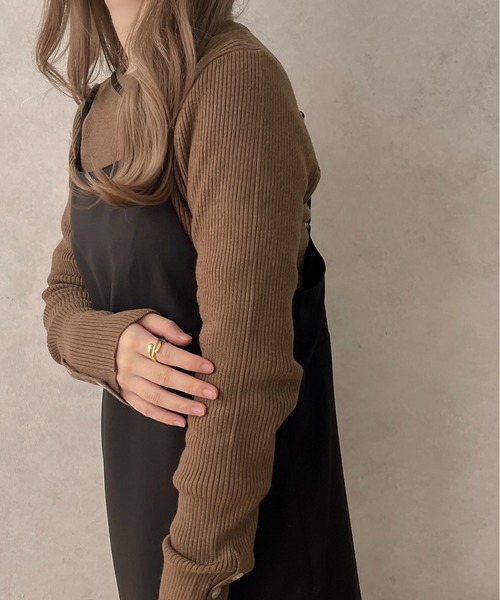 apres jour clair(アプレジュールクレア)の「【apres jour clair】クルーネックリブニット【ZOZOTOWN限定アイテム】(ニット/セーター・レディース・アイボリー/ブラウン系その他/ネイビー・X-LARGE/フリー)」の10枚目の写真