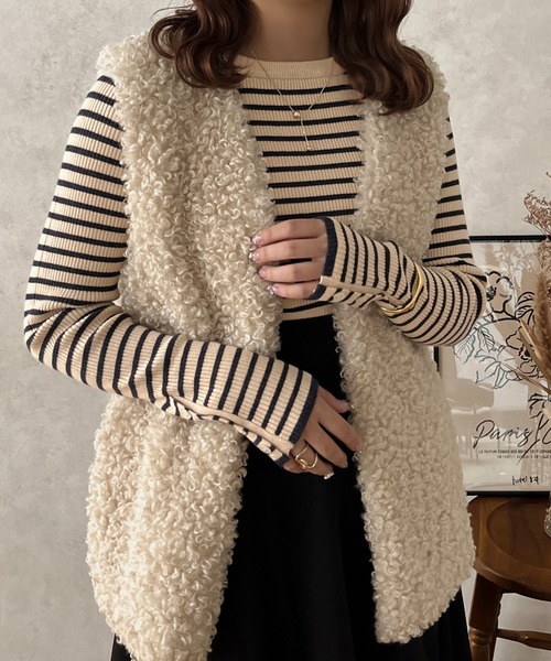 apres jour clair(アプレジュールクレア)の「【apres jour clair】クルーネックリブニット【ZOZOTOWN限定アイテム】(ニット/セーター・レディース・アイボリー/ブラウン系その他/ネイビー・X-LARGE/フリー)」の14枚目の写真