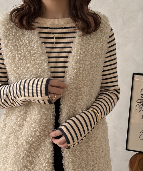 apres jour clair(アプレジュールクレア)の「【apres jour clair】クルーネックリブニット【ZOZOTOWN限定アイテム】(ニット/セーター・レディース・アイボリー/ブラウン系その他/ネイビー・X-LARGE/フリー)」の15枚目の写真