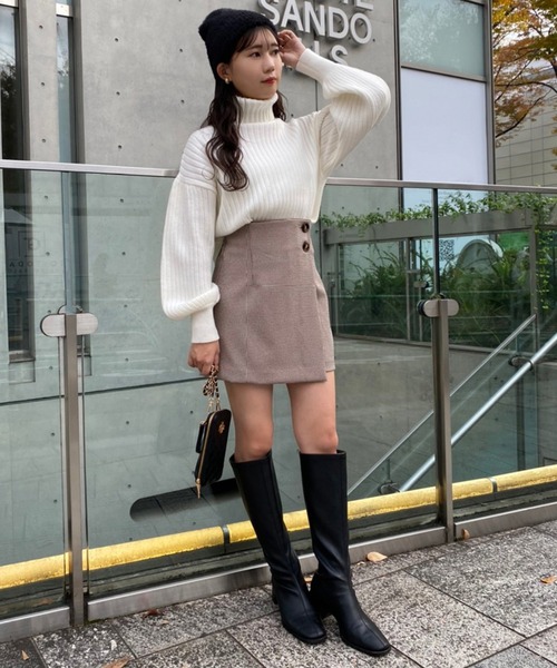 one after another NICE CLAUP（ワンアフターアナザーナイスクラップ）の「フェザーニット帽（ニットキャップ/ビーニー・レディース・モカ/アイボリー/ブラック・FREE）」の8枚目の写真