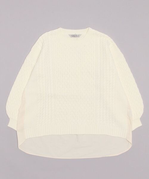 B'2nd（ビーセカンド）の「＠ＴＯＲＲＡＺＺＯＤＯＮＮＡ／ケーブルキリカエニット（ニット/セーター・レディース・ブラック/ホワイト・F）」の2枚目の写真