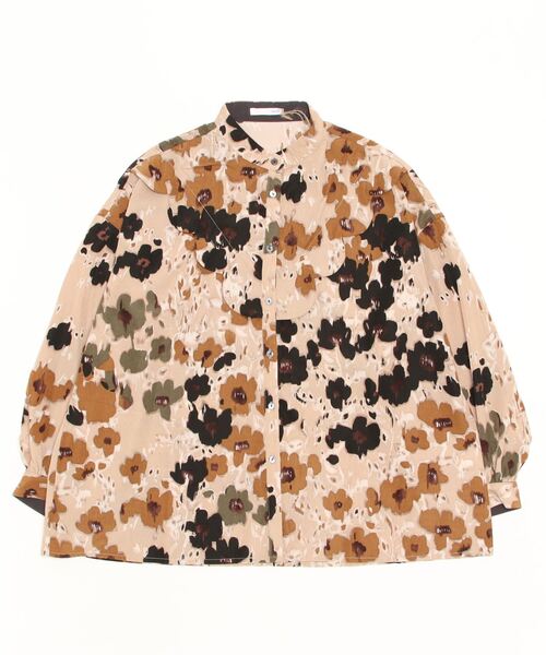 sandy（サンディー）の「【sandy】フラワープリントスカラップヨークブラウス（シャツ/ブラウス・レディース・ベージュ/グレー/ブラウン・FREE）」の3枚目の写真