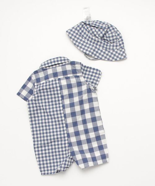 GAP(ギャップ)の「ミックスギンガムチェック ショートオール セットアップ (ベビー)(つなぎ/オールインワン・キッズ・ブルー・3-6M/6-12M/12-18M/18-24M)」の2枚目の写真