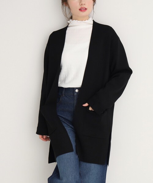 DRESKIP(ドレスキップ)の「◆しっかりした肉感の総針ニットカーディガン(カーディガン/ボレロ・レディース・ブラック/グレー/サンドベージュ・02/03)」の1枚目の写真