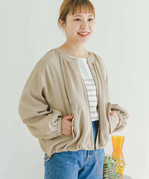 ゆあさDRAWER ギャザーブルゾン ふんわり ネイビー riri社 DRAWER ドゥロワー ギャザーブルゾン ふんわり ネイビー 36 riri社