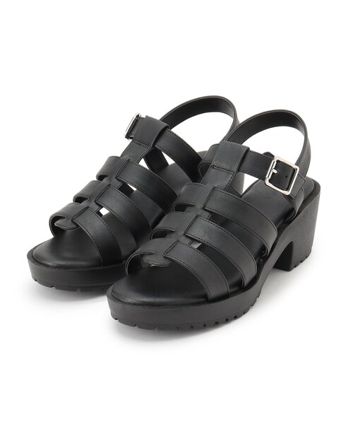 SHOO・LA・RUE(シューラルー)の「◆ヒールアップ グルカサンダル(サンダル・レディース・サンドベージュ/オフホワイト/ブラック・35/45)」の4枚目の写真