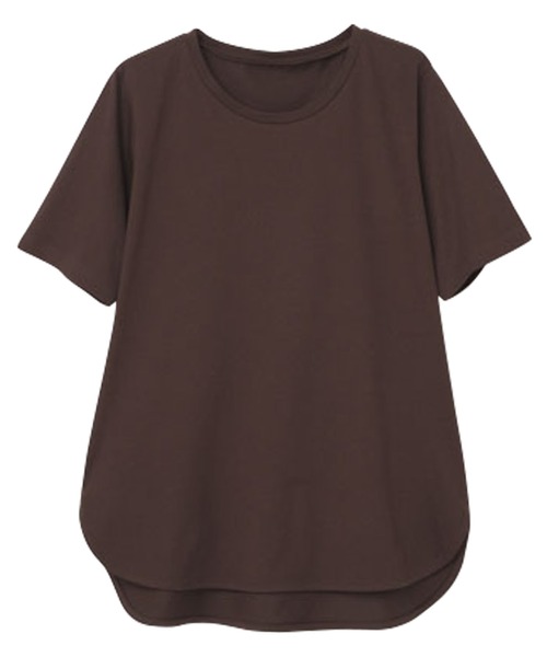 RANAN(ラナン)の「〈Beautiful Cotton 綿100%〉ひんやりUVラウンド(レギュラー丈)(Tシャツ/カットソー・レディース・オフホワイト/ライトグレー/ネイビー/ダークブラウン/ブラック/イエロー/ダークブルー/パープル/チャコール・L/LL/M/3L)」の10枚目の写真