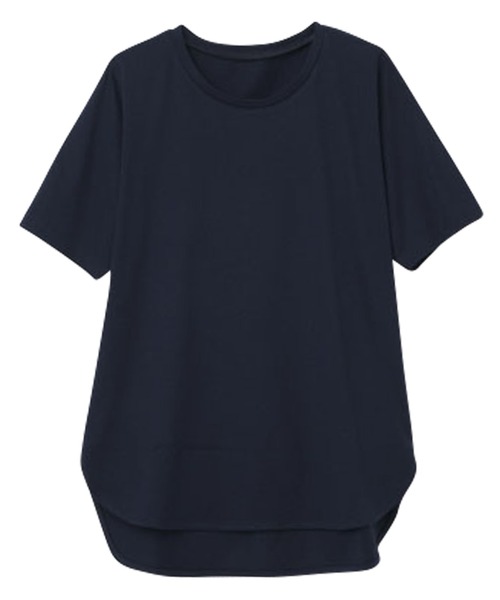 RANAN(ラナン)の「〈Beautiful Cotton 綿100%〉ひんやりUVラウンド(レギュラー丈)(Tシャツ/カットソー・レディース・オフホワイト/ライトグレー/ネイビー/ダークブラウン/ブラック/イエロー/ダークブルー/パープル/チャコール・L/LL/M/3L)」の11枚目の写真