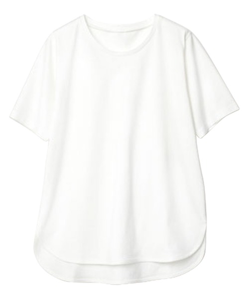 RANAN(ラナン)の「〈Beautiful Cotton 綿100%〉ひんやりUVラウンド(レギュラー丈)(Tシャツ/カットソー・レディース・オフホワイト/ライトグレー/ネイビー/ダークブラウン/ブラック/イエロー/ダークブルー/パープル/チャコール・L/LL/M/3L)」の14枚目の写真