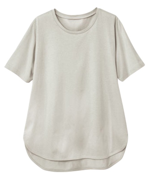 RANAN(ラナン)の「〈Beautiful Cotton 綿100%〉ひんやりUVラウンド(レギュラー丈)(Tシャツ/カットソー・レディース・オフホワイト/ライトグレー/ネイビー/ダークブラウン/ブラック/イエロー/ダークブルー/パープル/チャコール・L/LL/M/3L)」の13枚目の写真