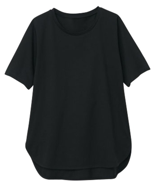 RANAN(ラナン)の「〈Beautiful Cotton 綿100%〉ひんやりUVラウンド(レギュラー丈)(Tシャツ/カットソー・レディース・オフホワイト/ライトグレー/ネイビー/ダークブラウン/ブラック/イエロー/ダークブルー/パープル/チャコール・L/LL/M/3L)」の12枚目の写真